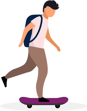 Schoolboy skateboarding Illustration