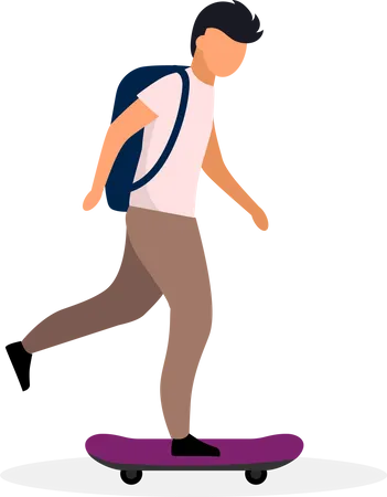 Schoolboy skateboarding  Illustration