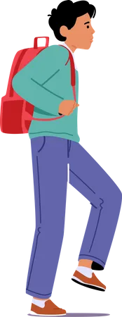 Schoolboy Walk to School Illustration