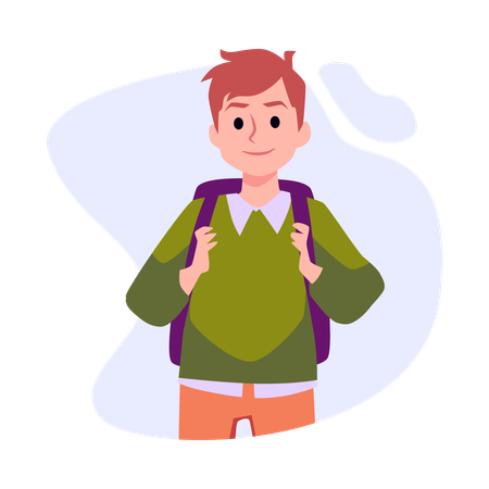 Schoolboy wearing backpack going to school  Illustration