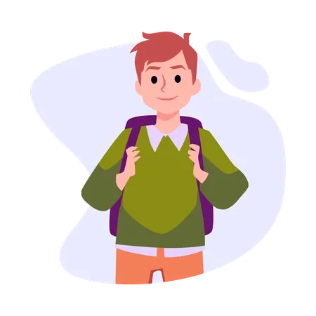 Schoolboy wearing backpack going to school  Illustration