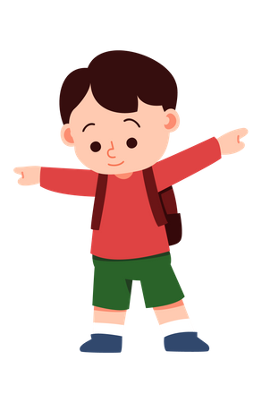 Schoolboy wearing backpack  Illustration