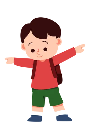 Schoolboy wearing backpack  Illustration