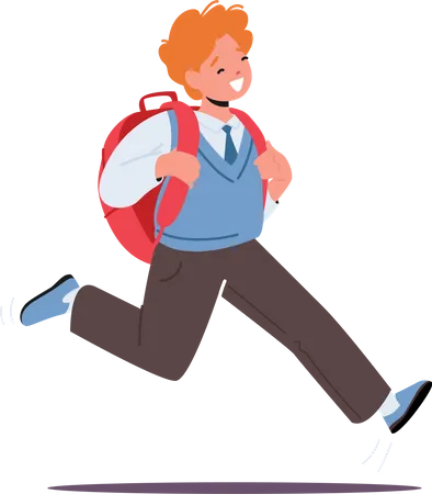 Schoolboy with Backpack Rejoice for Summer Holidays or Vacation Illustration