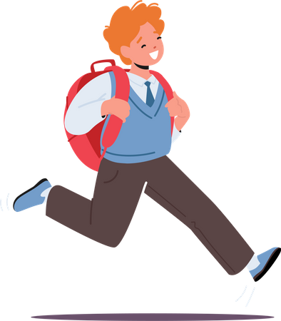 Schoolboy with Backpack Rejoice for Summer Holidays or Vacation  Illustration