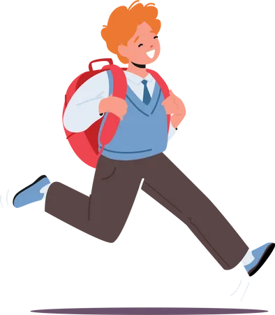 Schoolboy with Backpack Rejoice for Summer Holidays or Vacation  Illustration