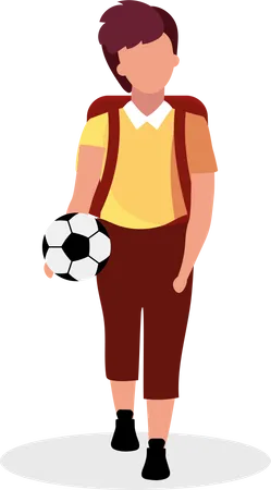 Schoolboy with soccer ball Illustration