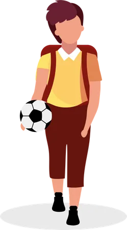 Schoolboy with soccer ball  Illustration