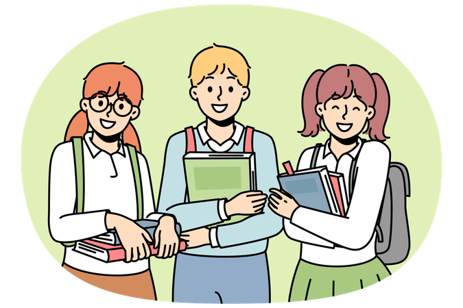Schoolchildren keep textbooks  Illustration