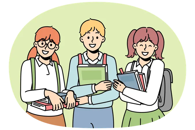 Schoolchildren keep textbooks  Illustration
