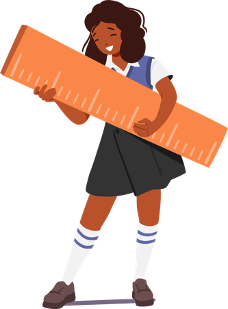 Schoolgirl Wielding An Enormous Ruler  Illustration