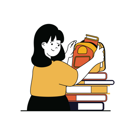 Schoolgirl with backpack  Illustration