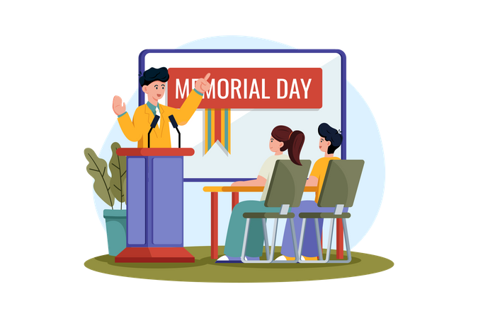 Schools Organize Assemblies And Activities To Educate Students About The Importance Of Memorial Day Illustration