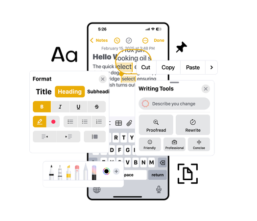 Schreibwerkzeuge mit künstlicher Intelligenz auf dem Telefon  Illustration