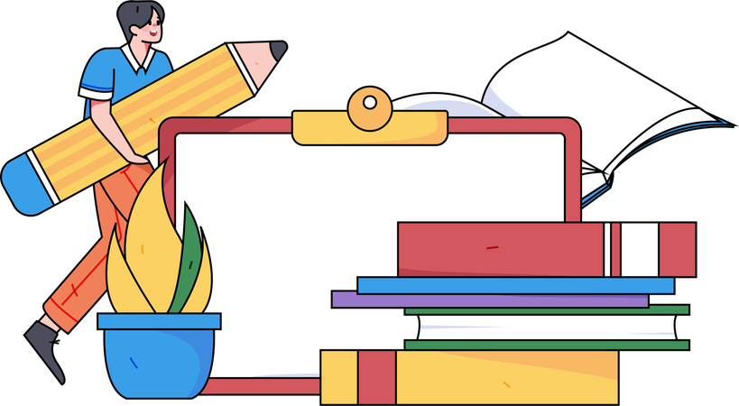 Schüler bereitet sich auf die Prüfung vor  Illustration