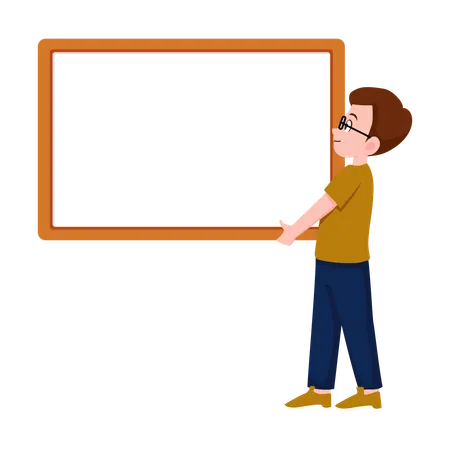 Schüler bringt Whiteboard mit  Illustration