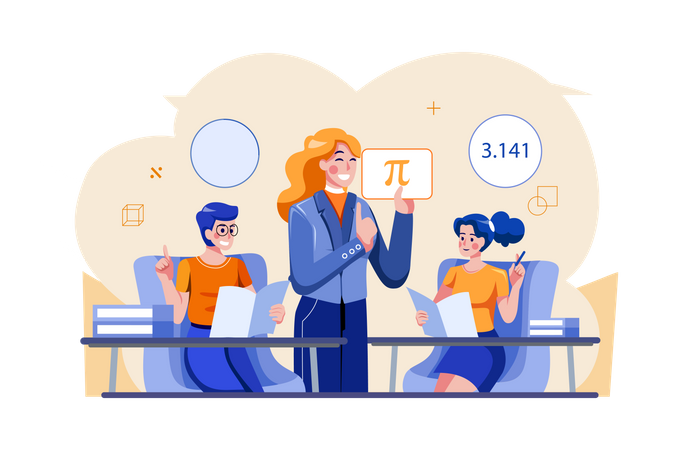 Schüler im Mathematikunterricht  Illustration