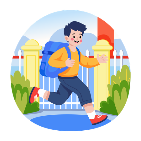 Schüler kommt zu spät zur Schule  Illustration