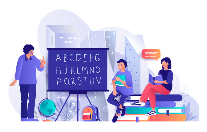 Schüler lernen Englisch  Illustration