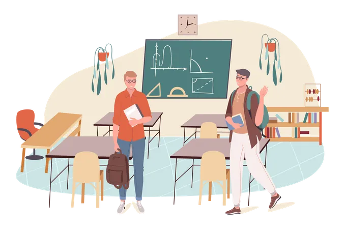 Schüler lernen im Mathematikunterricht im Klassenzimmer  Illustration