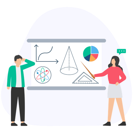 Schüler lernen Mathematik von Schülern  Illustration