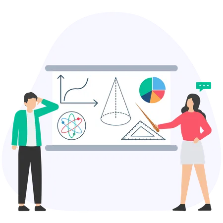 Schüler lernen Mathematik von Schülern  Illustration