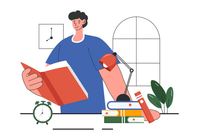 Schüler lesen Bücher für Schultests  Illustration