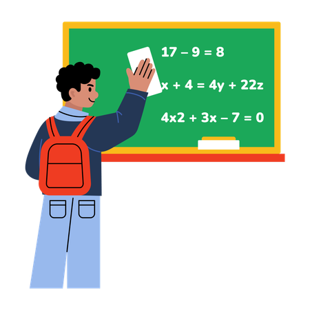 Schüler lösen mathematische Gleichungen  Illustration