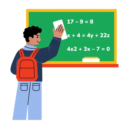 Schüler lösen mathematische Gleichungen  Illustration