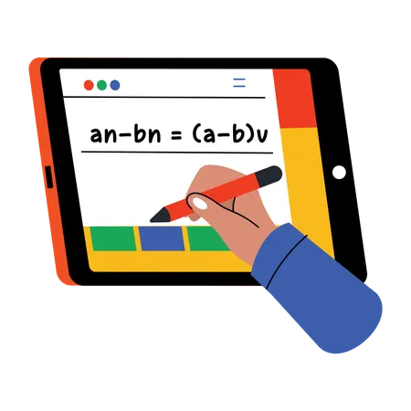 Schüler lösen Online-Gleichung  Illustration