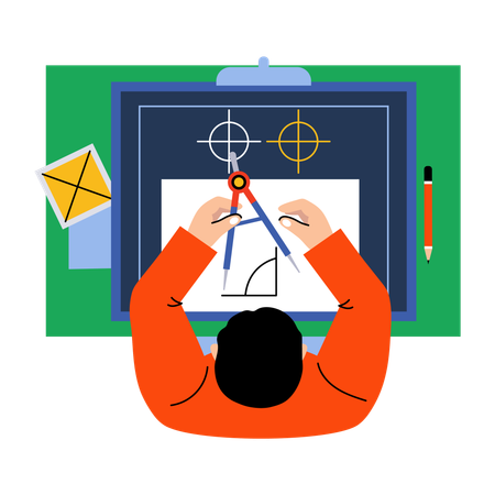 Schüler misst Winkel  Illustration