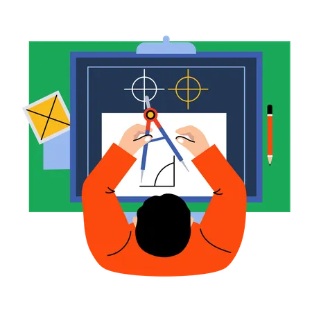 Schüler misst Winkel  Illustration