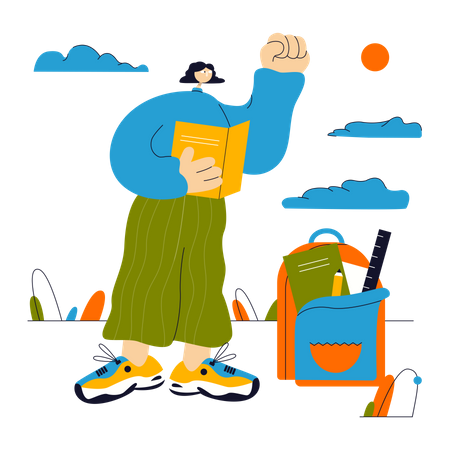 Schüler mit Schulrucksack  Illustration