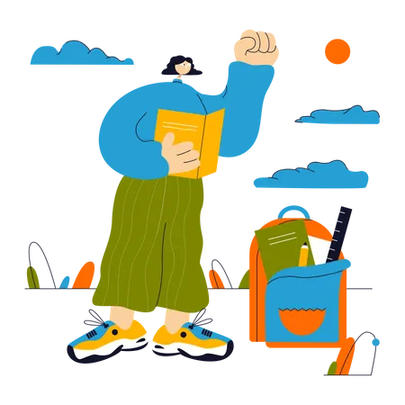 Schüler mit Schulrucksack  Illustration