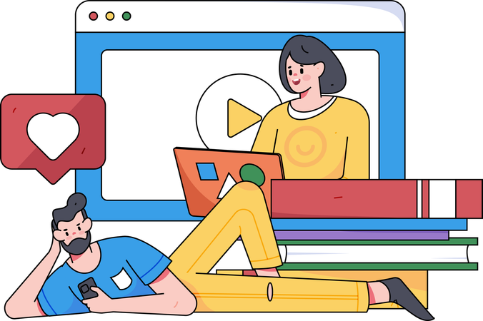 Schüler nimmt an Online-Unterricht teil  Illustration