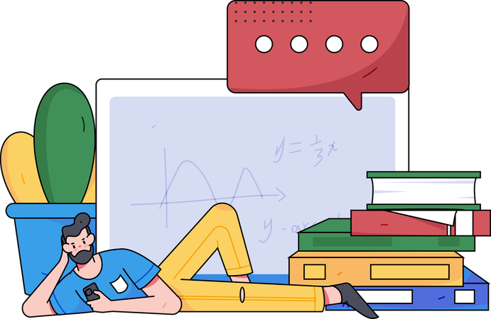 Schüler nimmt an Online-Unterricht teil  Illustration