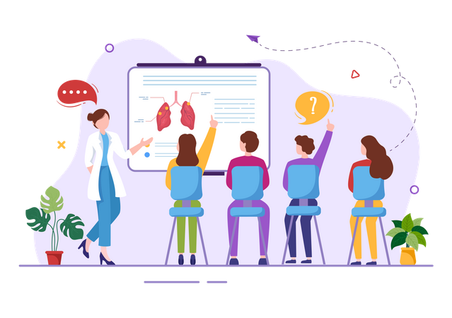 Schüler sind im Biologieunterricht aktiv  Illustration