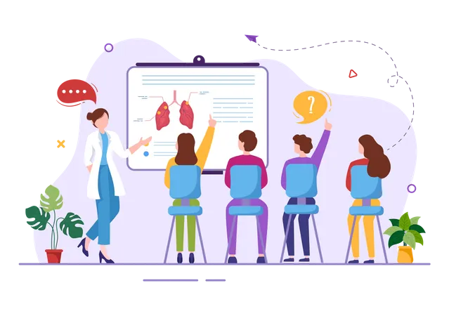 Schüler sind im Biologieunterricht aktiv  Illustration