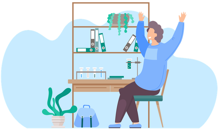 Schüler sitzen im Chemieunterricht  Illustration