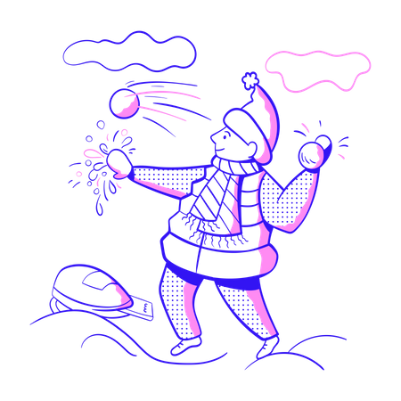 Schüler spielen Schneebälle zu Weihnachten  Illustration