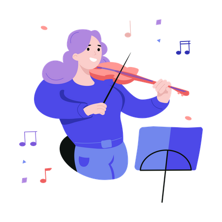 Schüler spielen Geige im Unterricht  Illustration