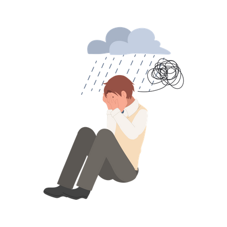 Schuljunge in Depression  Illustration