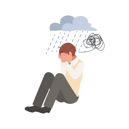 Schuljunge in Depression  Illustration