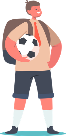 Schuljunge mit Fußball  Illustration
