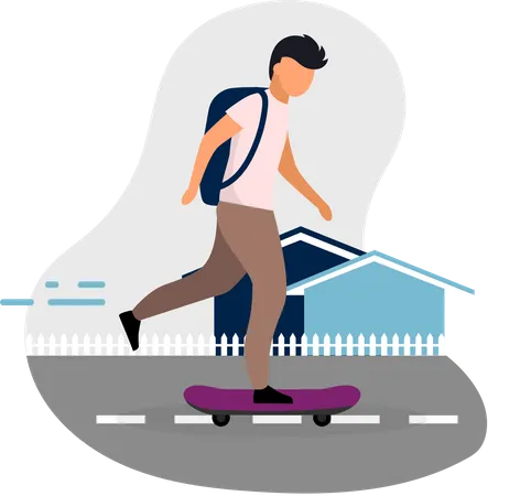 Schuljunge, Skateboarding  Illustration