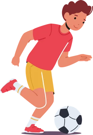 Schuljunge spielt Fußball  Illustration