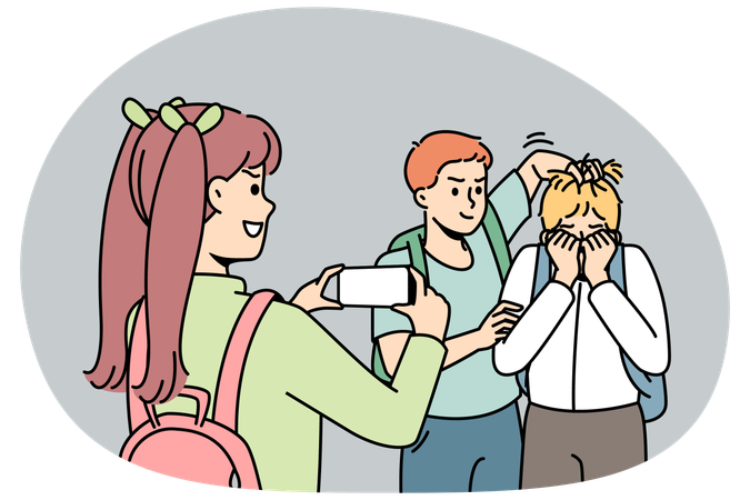 Schulkinder foltern Klassenkameraden  Illustration