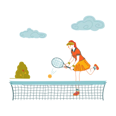 Schulmädchen spielt Tischtennis  Illustration