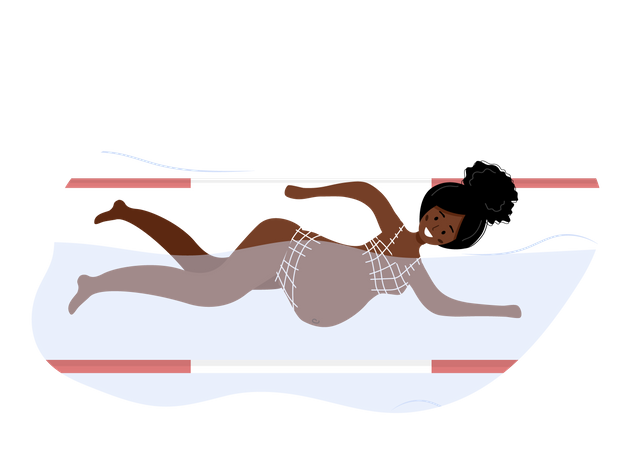 Schwangere Frau schwimmen  Illustration