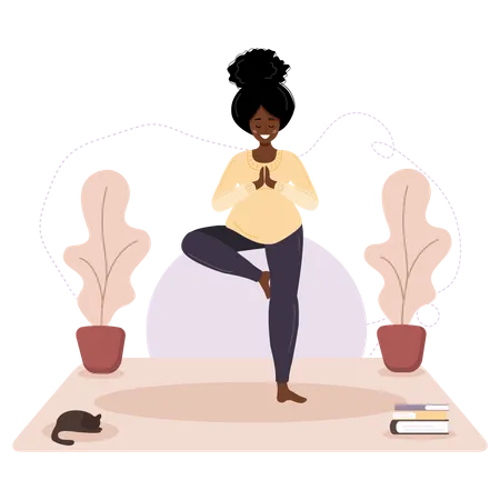 Schwangere Frau beim Yoga  Illustration